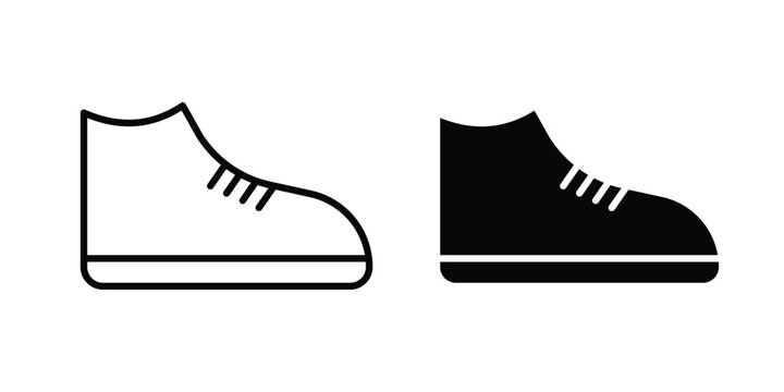 Sneaker icon silhouette and outline pack
