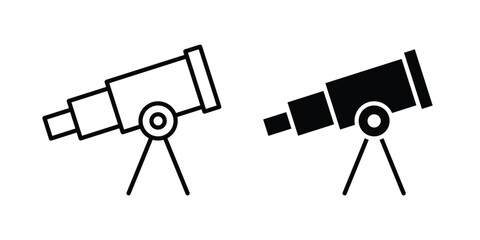 Telescope icon silhouette and outline pack © Annimo