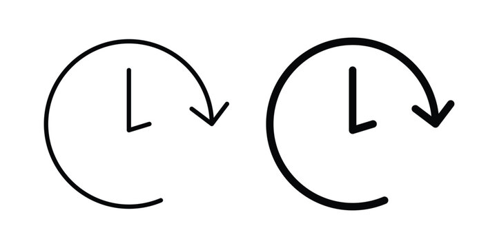 Time forward icon silhouette and outline pack