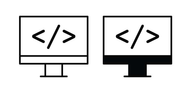 Web development icon silhouette and outline pack