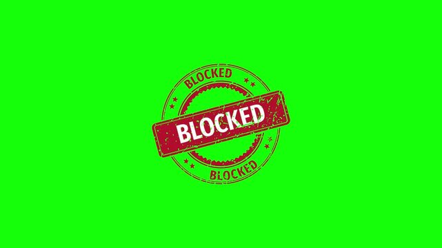 A red blocked stamp Animation with Grunge Distressed Texture on green screen background