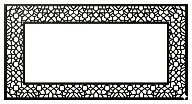 Geometric laser cut black rectangular border frame pattern