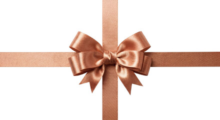 Fototapeta premium Luxury rose gold satin ribbon bow with horizontal cross ribbon
