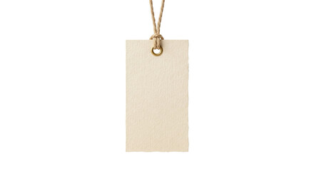 Blank cardboard price tag label hanging with jute twine rope © shuphanida