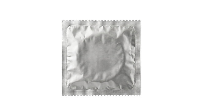 Blank silver foil square condom packet packaging mockup
