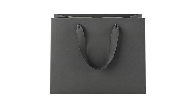 Luxury dark grey paper shopping bag mockup front view