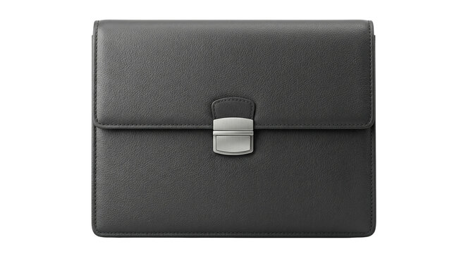 Premium black textured leather folder case with metal clasp