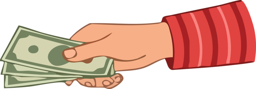 Hand giving money to another hand bribe or payment concept Vector