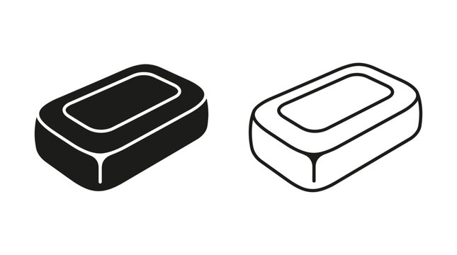 Bar soap silhouette black and line art versions against a white background