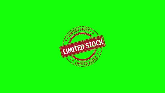 Limited stock stamp Animation with Grunge Distressed Texture on green screen background