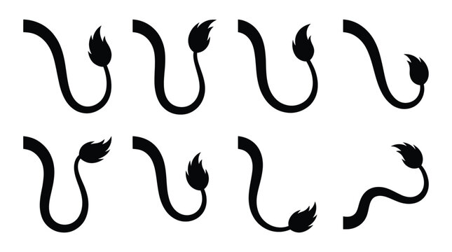 Black devil tail icons set Vector