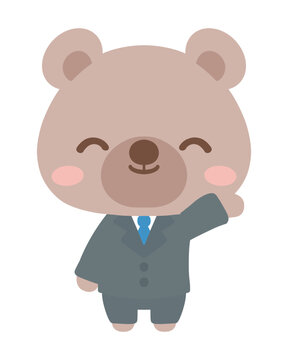 説明をする小学校のくまの先生　動物　イラスト