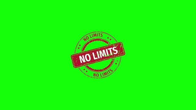 No Limits stamp Animation with Grunge Distressed Texture on green screen background