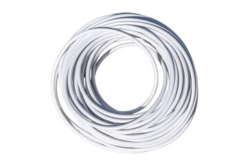 Fototapeta premium Flexible white utility tubing coil for industrial electrical plumbing installation