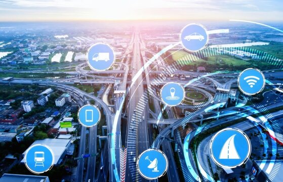 Smart city management concept with artificial intelligence dashboard monitoring air water energy and traffic