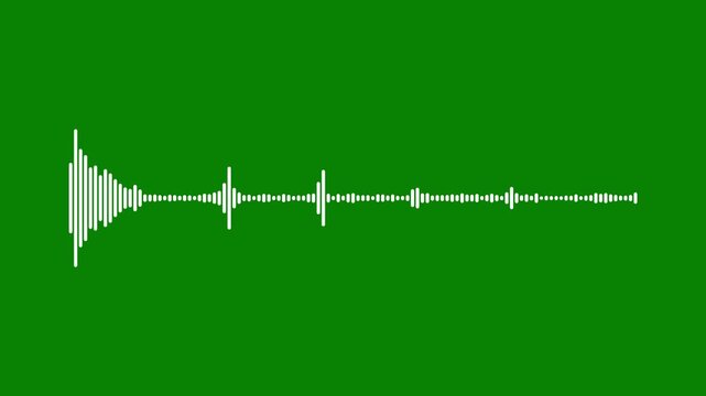 Abstract audio wave motion equalizer on green background.Radio signal frequency and digital voice visualisation.Music line graph, sound wave digital frequency spectrum. 4K