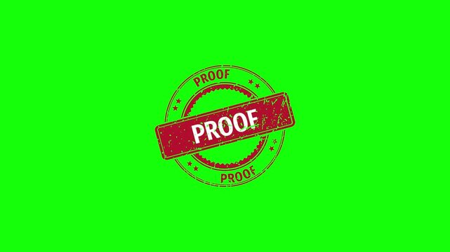 A red proof stamp Animation with Grunge Distressed Texture on green screen background