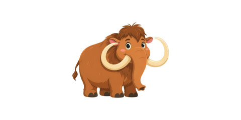 Fototapeta premium Cute cartoon mammoth standing alone with curved tusks Vector