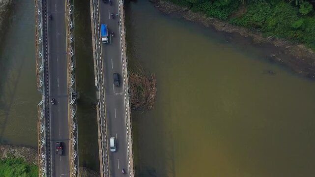 Aerial top shot of bengawan solo river in Central Java, Indonesia.