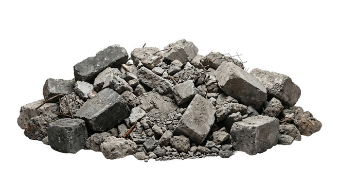 Pile of dark charcoal pieces and coal dust on white background with charcoal combustion industry material
