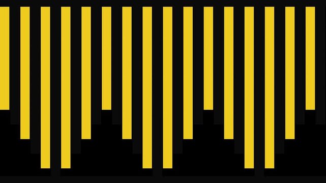 Abstract yellow and black vertical bar motion background, dynamic geometric pattern loop
