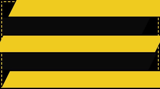 Abstract yellow and black warning stripes motion background, industrial hazard caution pattern loop texture