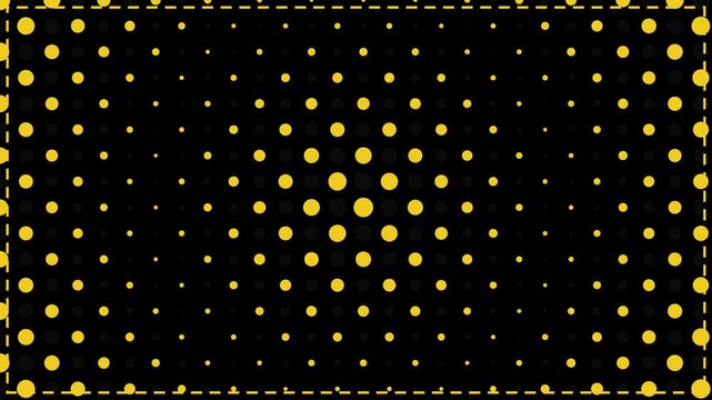 Abstract yellow polka dot pattern motion background, dynamic halftone grid animation