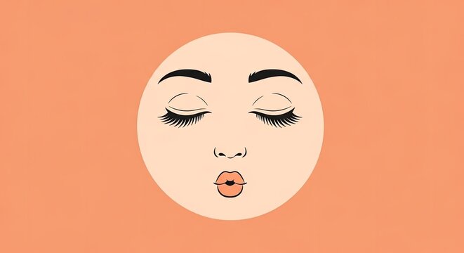 Minimalist illustration of a face with puckered lips.
