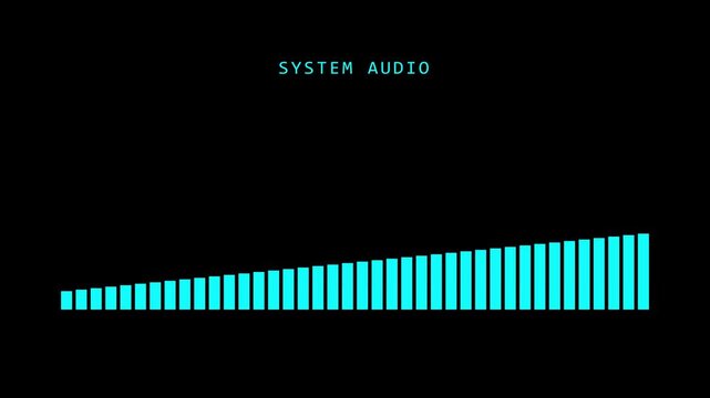 Digital audio spectrum visualizer with system audio text overlay waveform sound