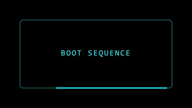 Digital boot sequence hud interface animation with glowing loading progress bar