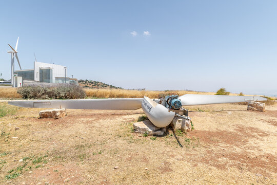 Wind turbines of Maale Gilboa Renewable Energy Wind Farm on  Mount Gilboa in Israel.
