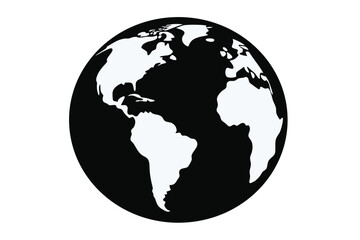 Obraz premium globe earth icon vector illustration, earth icon silhouette vector