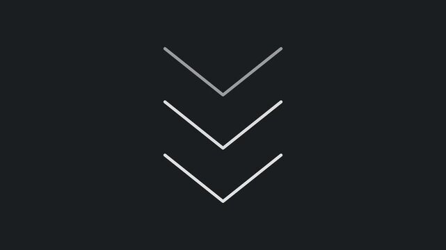 Minimalist animated downward arrows loop, modern ui interface motion animation
