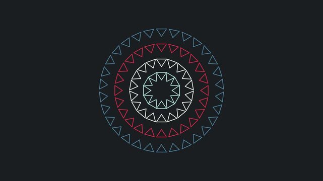 Minimalist geometric loading animation with rotating concentric triangle rings motion loading triangles