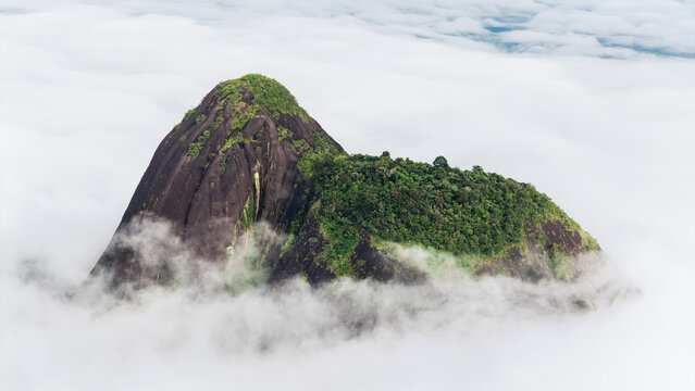 Breathtaking landscape of the sacred Cerros de Mavecure (Mavecure Hills) rising from the jungle next to the Inirida River in Guainia, Colombia.