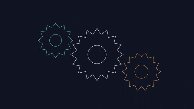 Rotating colorful gear animation for business strategy and engineering concepts gears cogs rotation mechanism