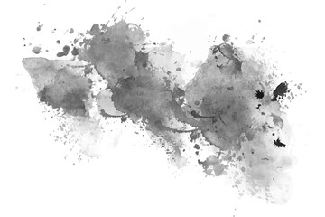 Fototapeta premium Abstract Black Watercolor Ink Splash Texture Transparent PNG Artistic Paint Stain Overlay