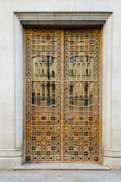 Ornate Golden Metal Door in Madrid