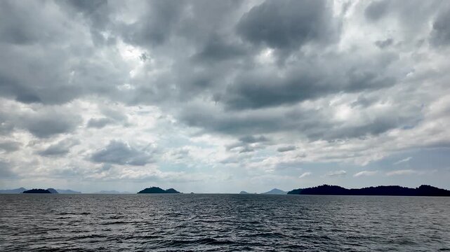 Stormy Tropical Sea View Beneath Dark Rain Clouds