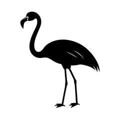 Obraz premium Black silhouette of a flamingo standing on transparent background vector illustration