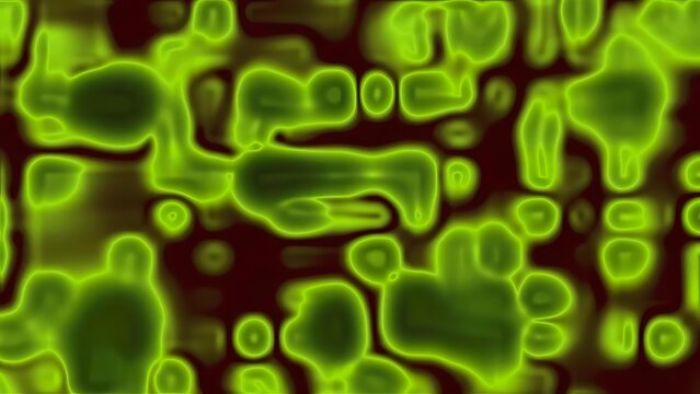Green bacteria or algae cells in a microscopic view