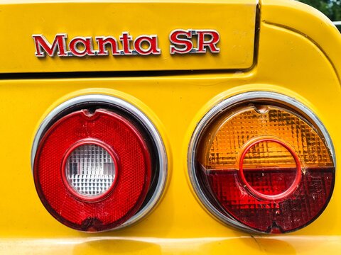 Kiel, Germany - 19. June 2026: Opel Manta SR classic car rear view