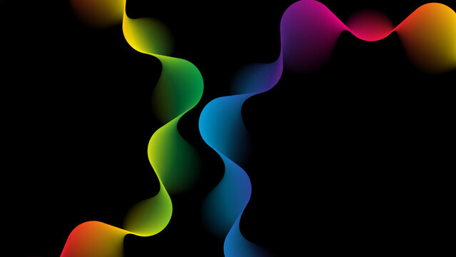 Handcrafted Abstract Full Spectrum Rainbow Wave Ribbons Backdrop 