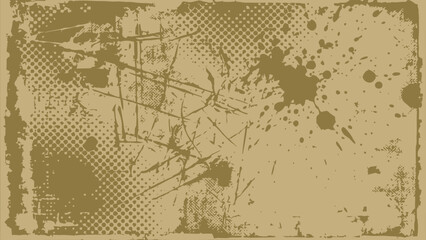 Fototapeta premium Tan textured background with beige paint splatters and scratches vector illustration.