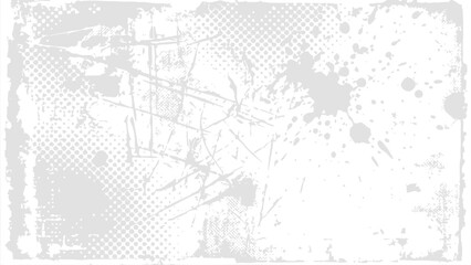 Obraz premium Distressed white grunge texture with halftone dots and scratches for design vector illustration.