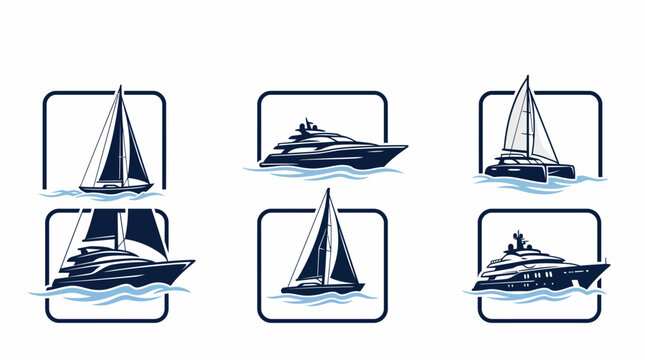 Nautical Yacht and Sailboat Icon Set