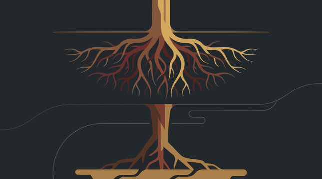 Tree Roots Cross Section Vector Illustration