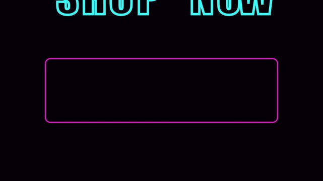 Neon shop now button animation with glowing pink frame for e-commerce marketing and digital sales promotions