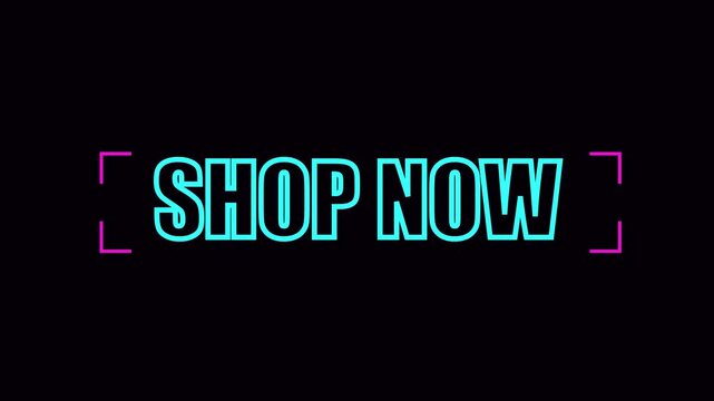 Neon shop now call to action button overlay for e-commerce marketing and digital advertising digital marketing