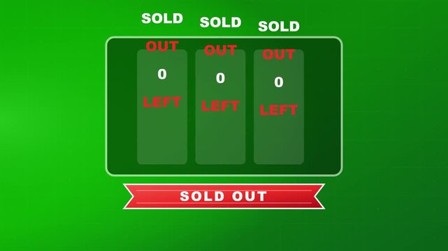 Sold out digital signage animation, e-commerce inventory status retail clearance and limited availability motion background